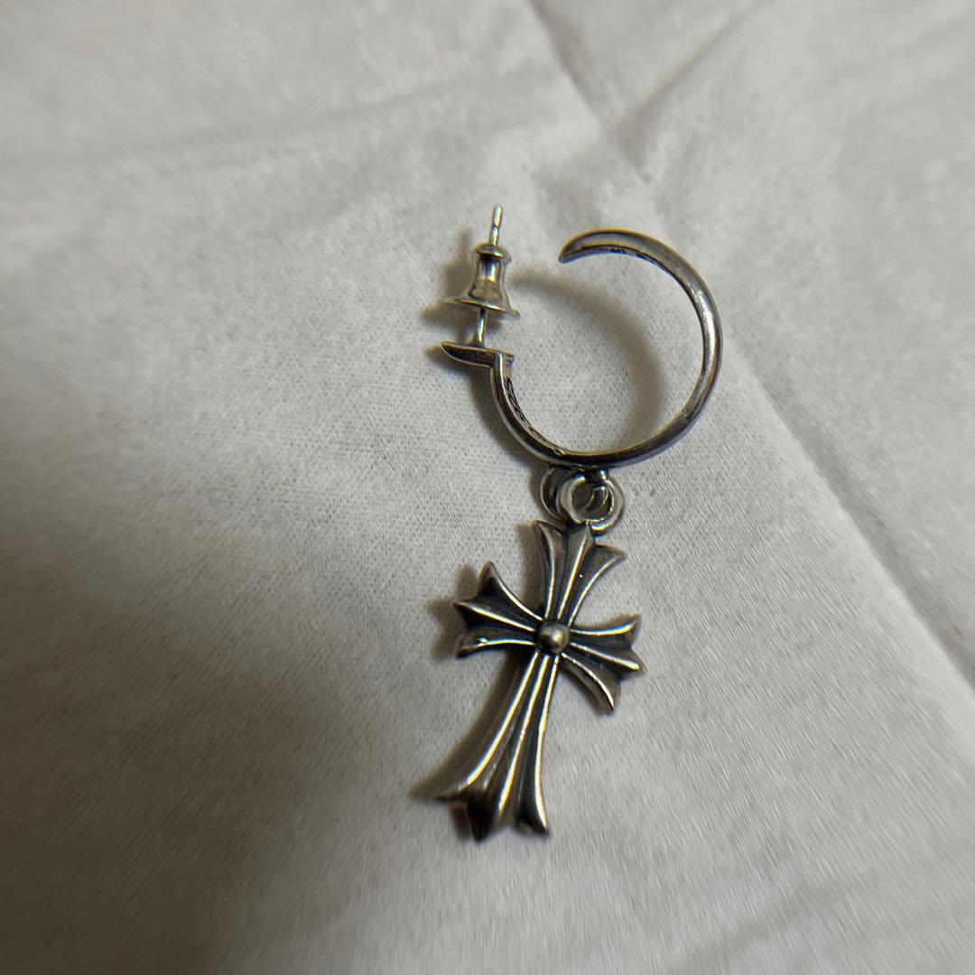 シルバー クロスチャーム フープピアス 片耳用