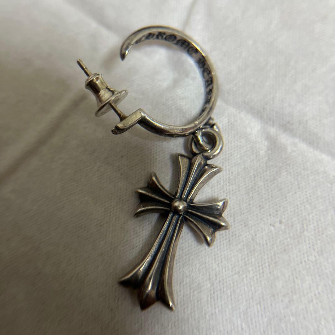 シルバー クロスチャーム フープピアス 片耳用