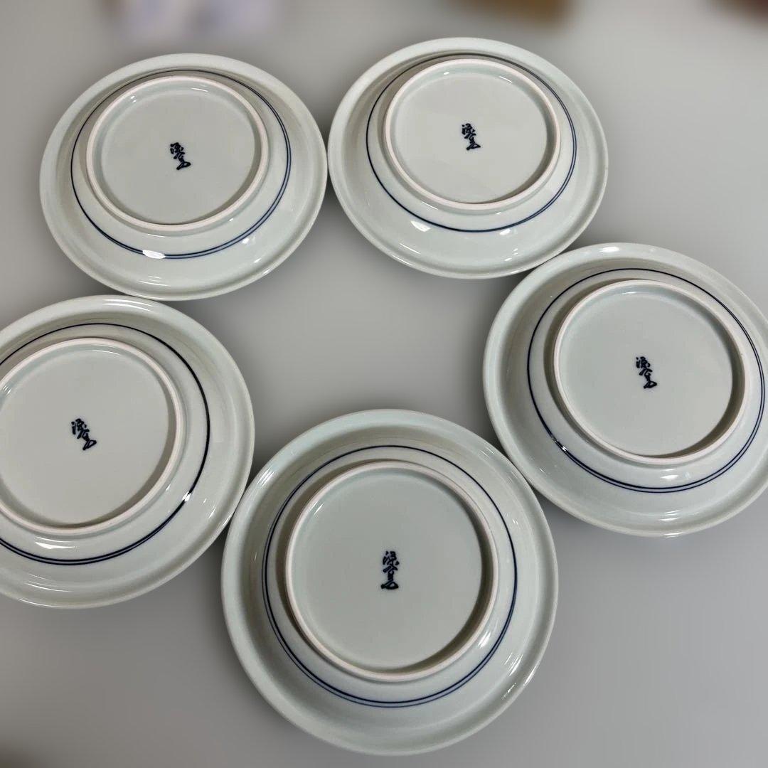 源右衛門　染付唐花牡丹絵　銘々皿5枚