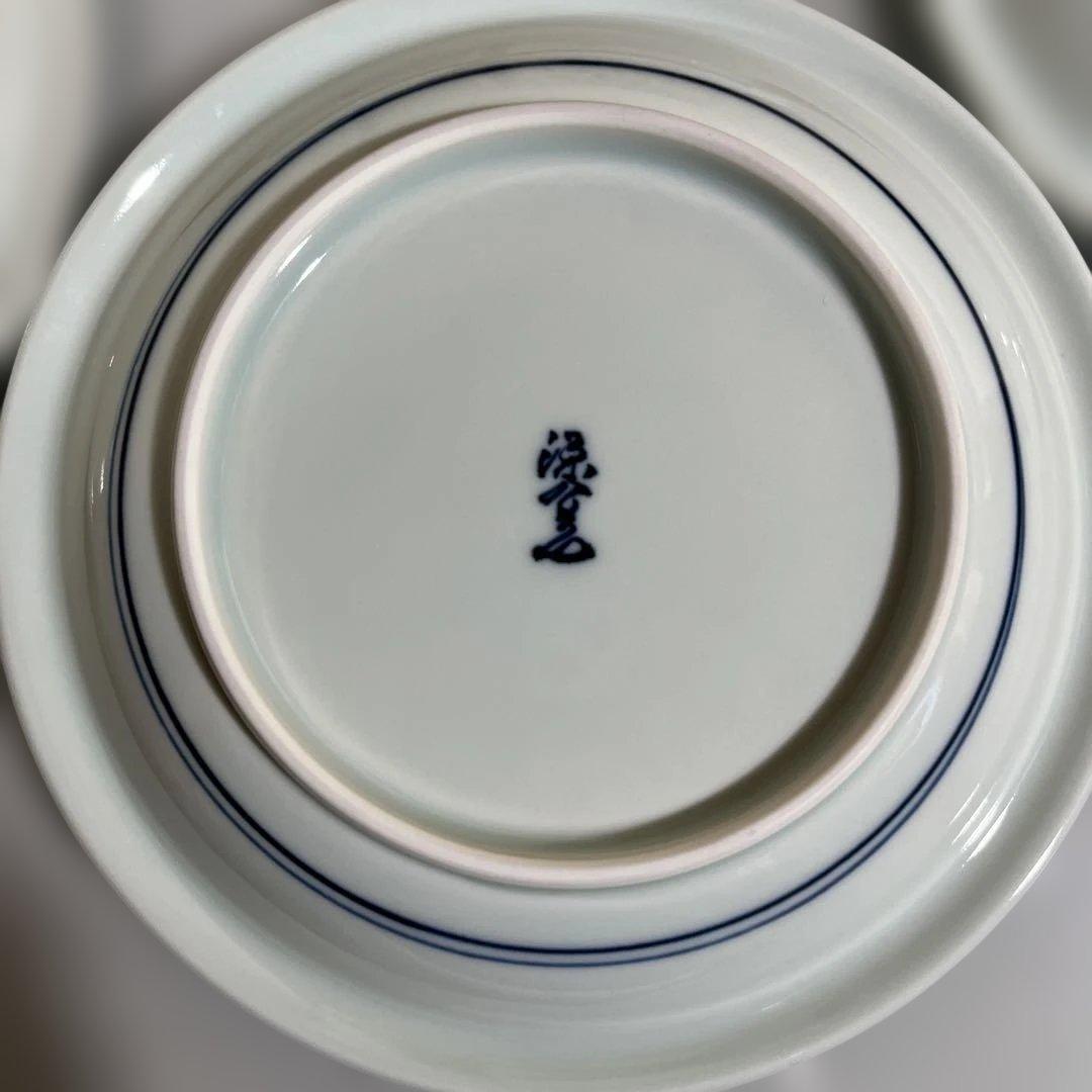 源右衛門　染付唐花牡丹絵　銘々皿5枚