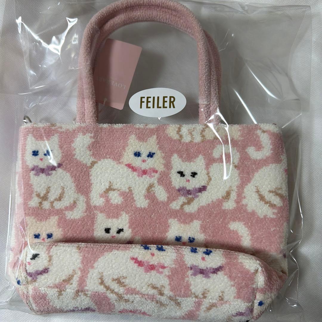 フェイラー　モフモフネコチャン　バッグ　ピンク