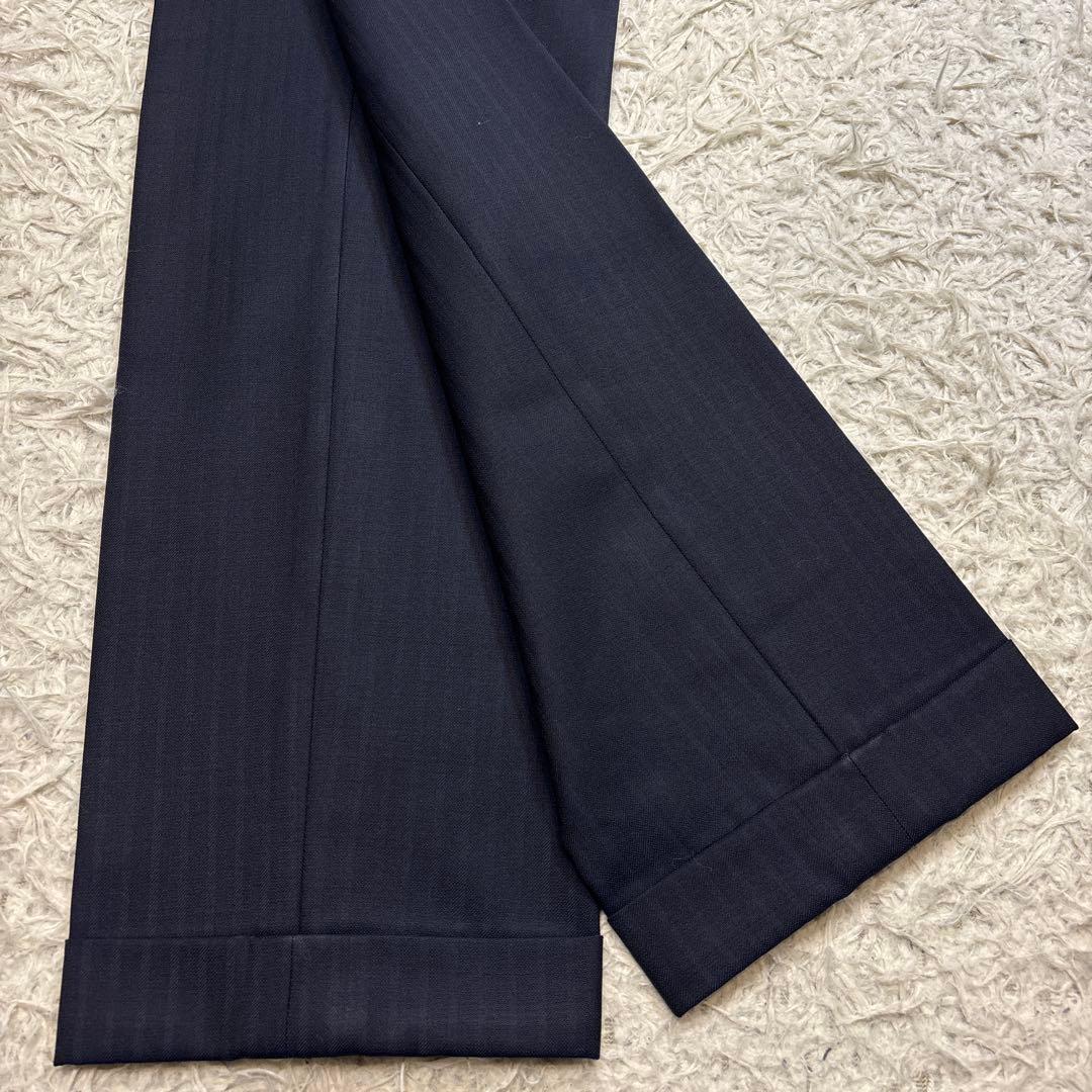 美品☆【ミツミネ】ゼニア生地　エレクタ　段返り　ネイビー　光沢感A4 M