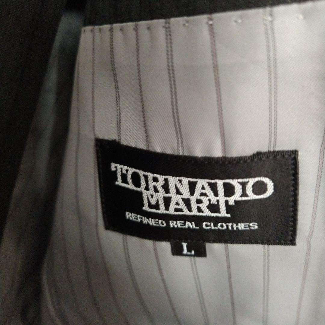 Tornado Mart ダークグレー ラメ入りストライプスーツ　L