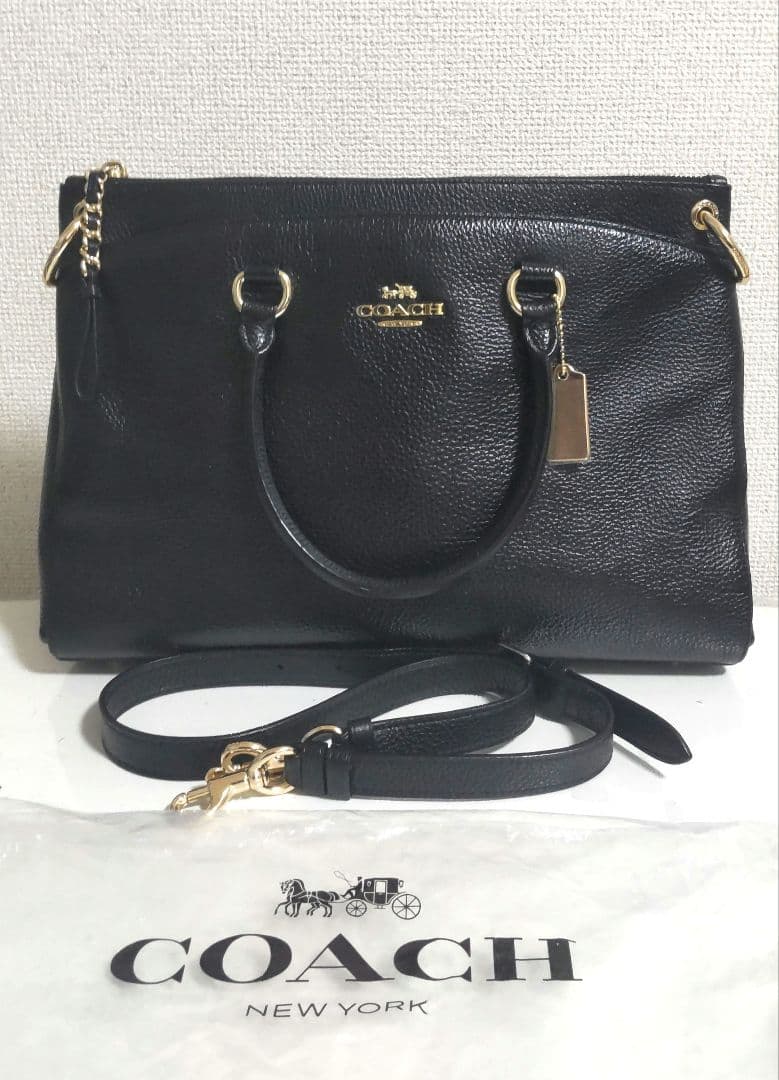 COACH ブラックレザー ショルダーバッグ　新品同様　超美品