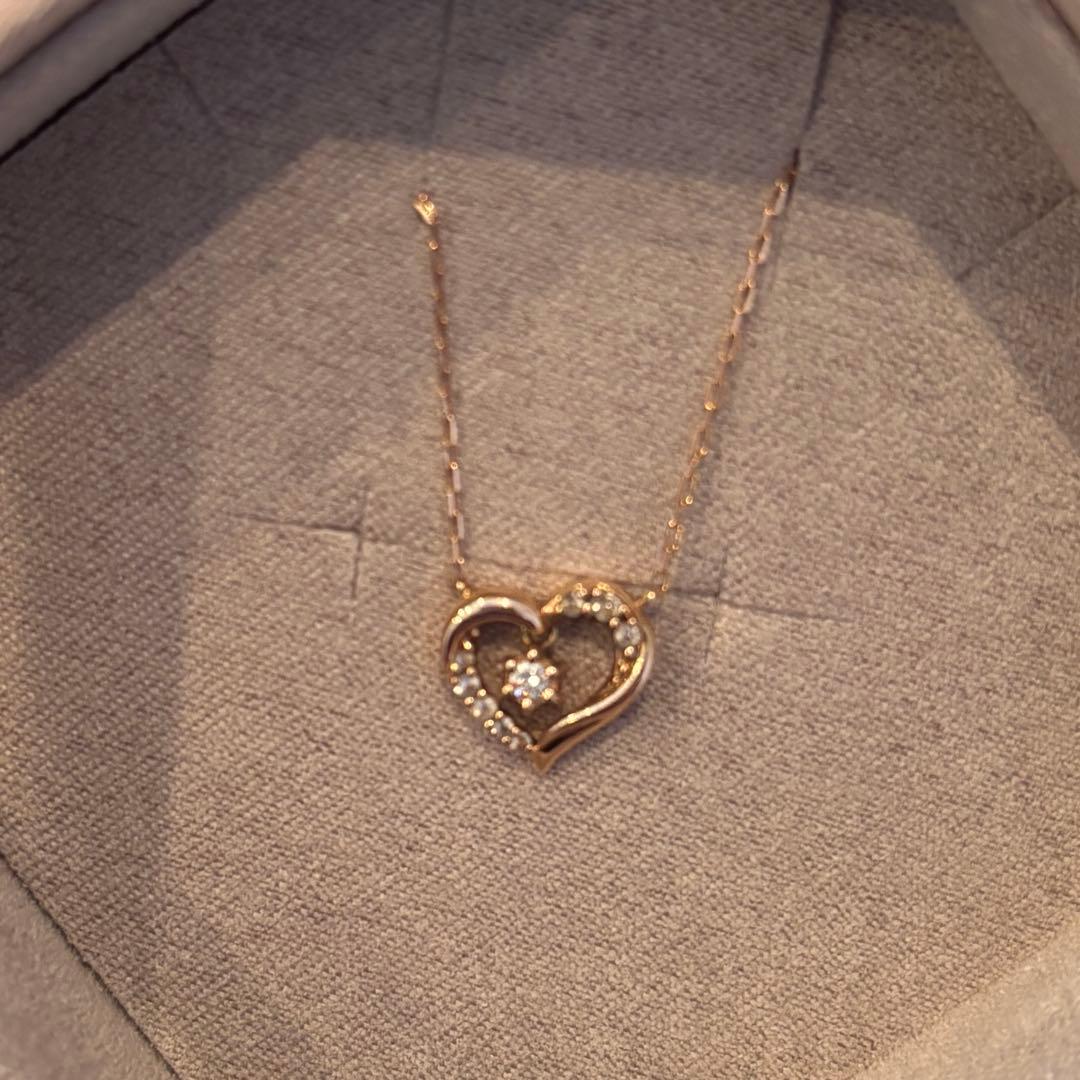 4℃ ピンクゴールド ハート ネックレス K10
