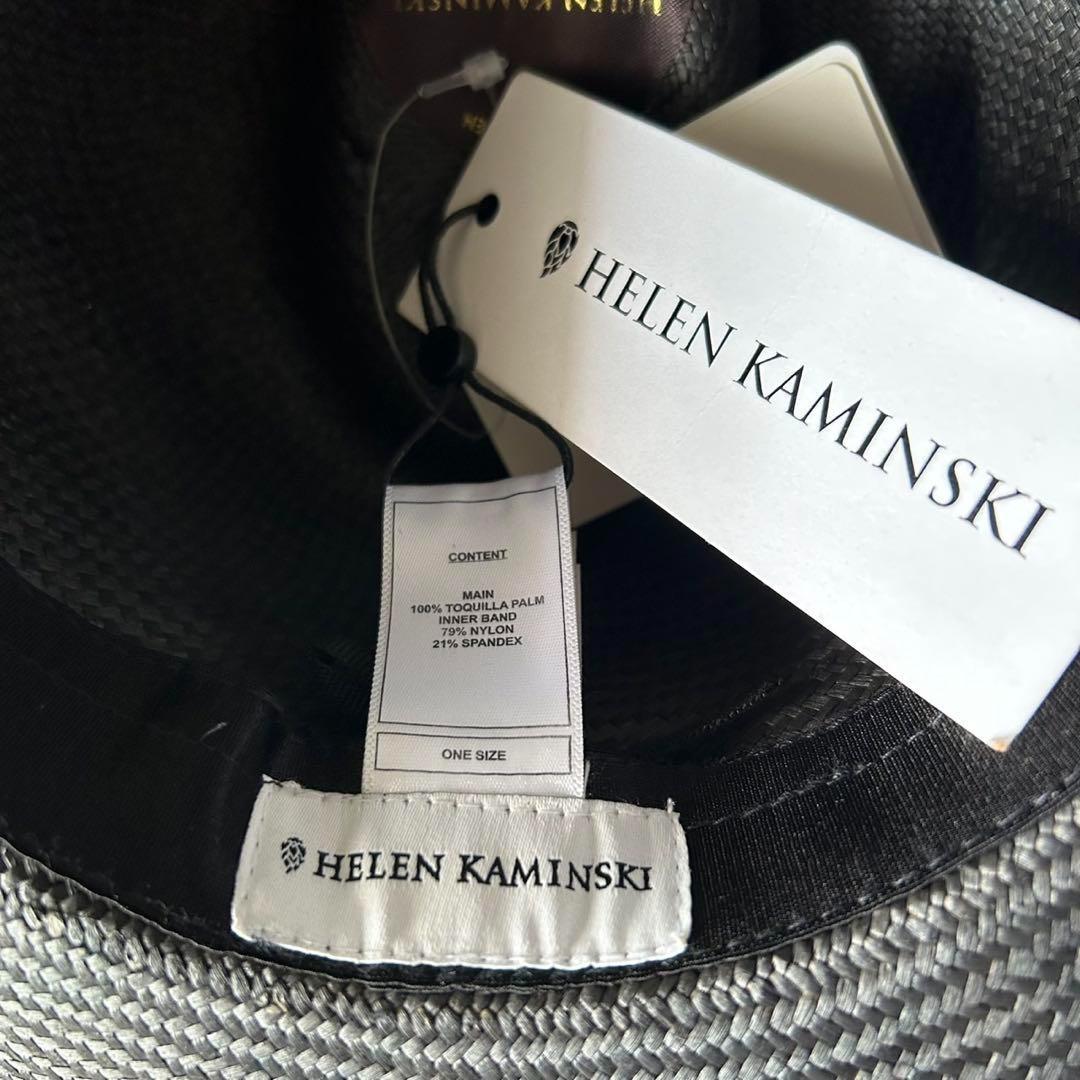 新品　ヘレンカミンスキー　ハット　黒　タグ付き　リボン　天然草木　パナマ