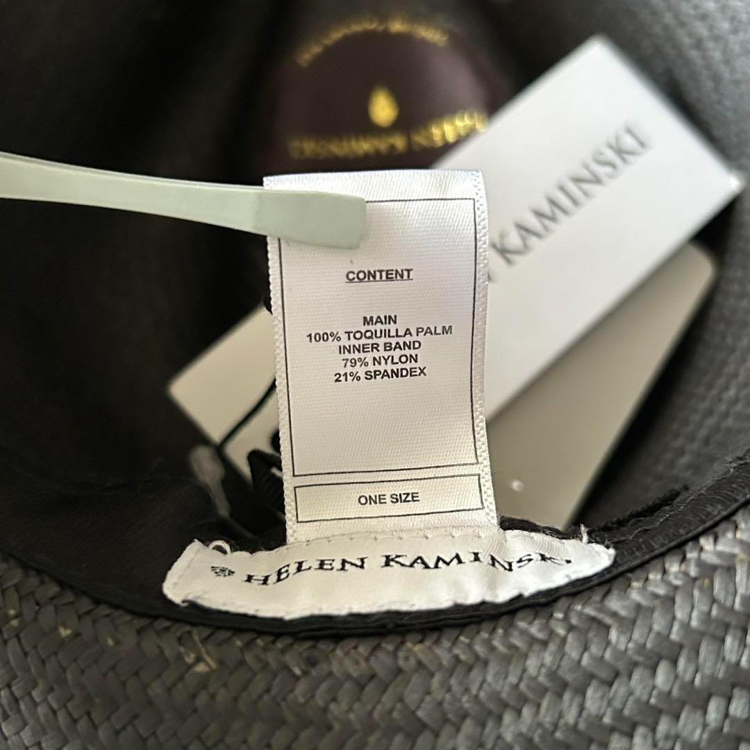 新品　ヘレンカミンスキー　ハット　黒　タグ付き　リボン　天然草木　パナマ