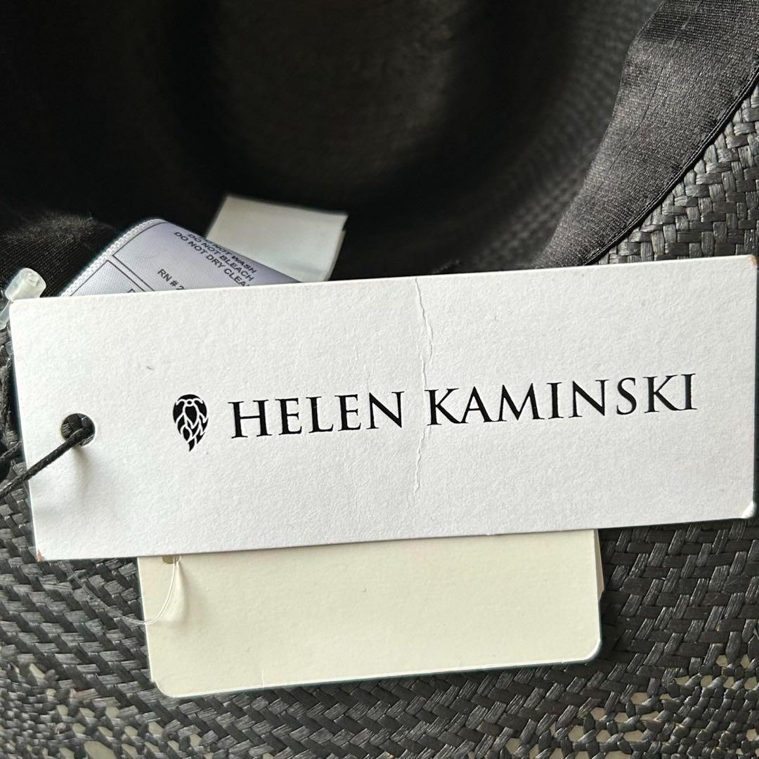 新品　ヘレンカミンスキー　ハット　黒　タグ付き　リボン　天然草木　パナマ