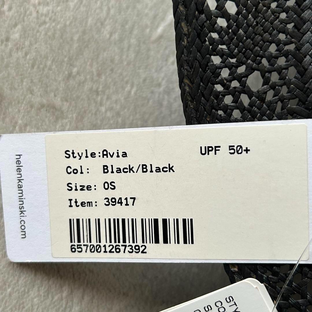 新品　ヘレンカミンスキー　ハット　黒　タグ付き　リボン　天然草木　パナマ