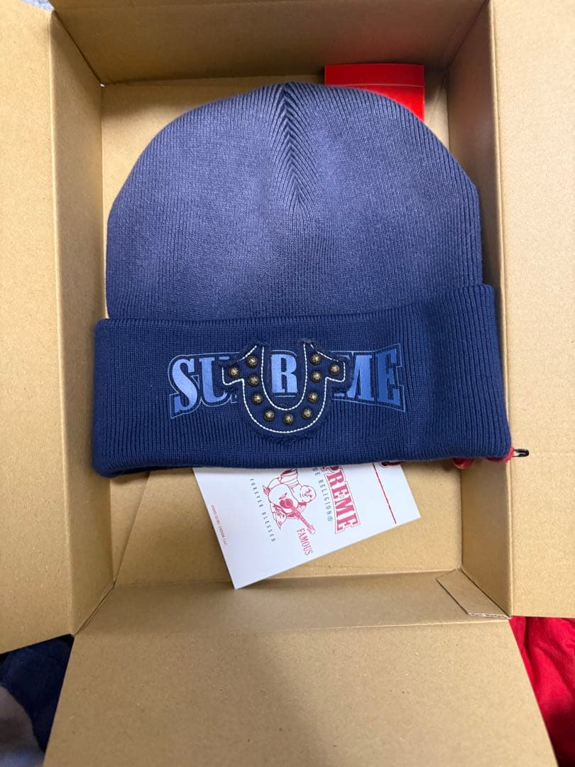 SUPREME true religion ビーニー ネイビー しらたま