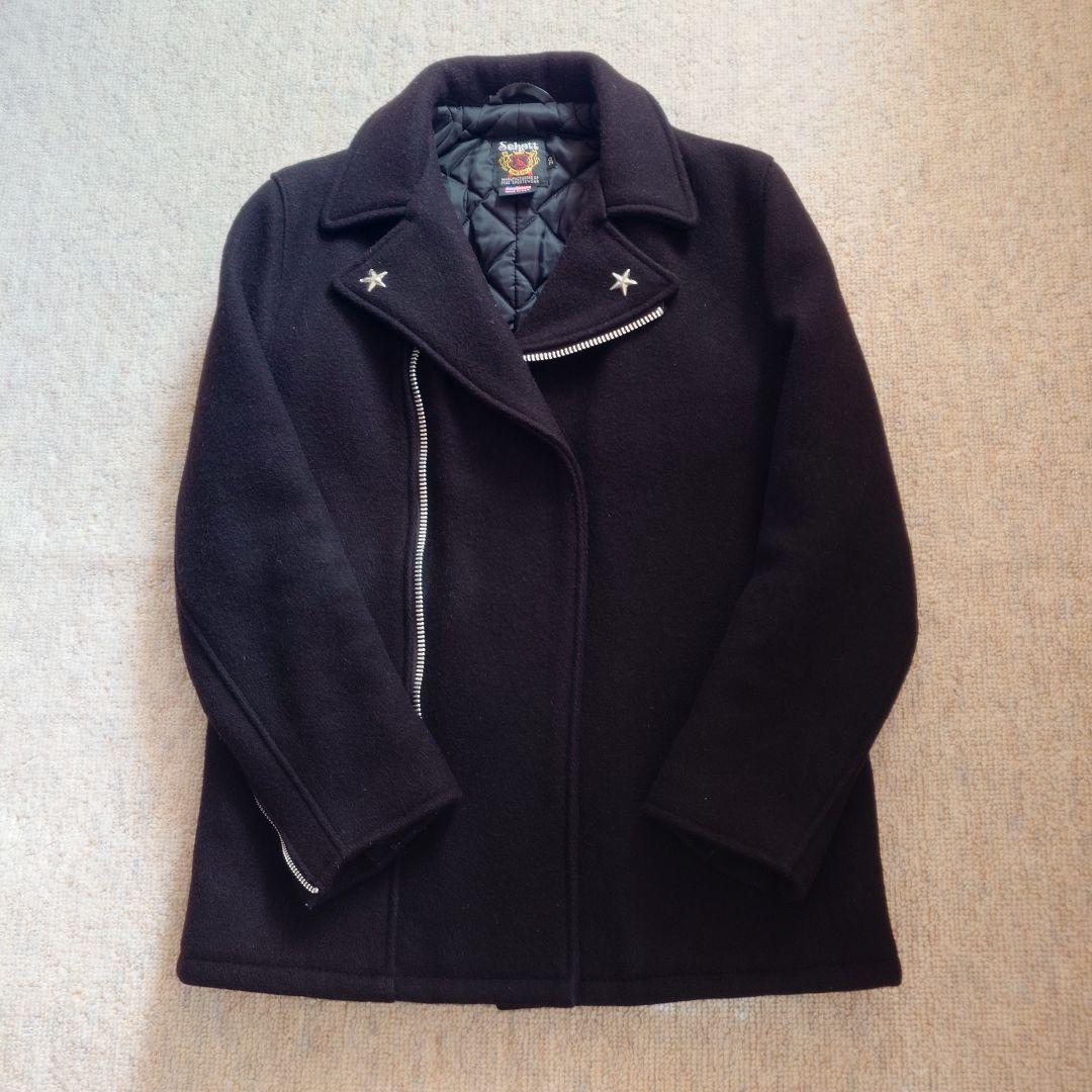 黒 ライダースジャケットスタイル ピーコート