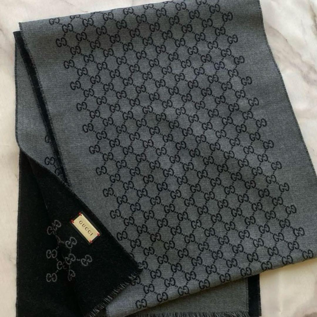 新品未使用 GUCCI グッチ GG ウールシルクリバーシブル マフラー