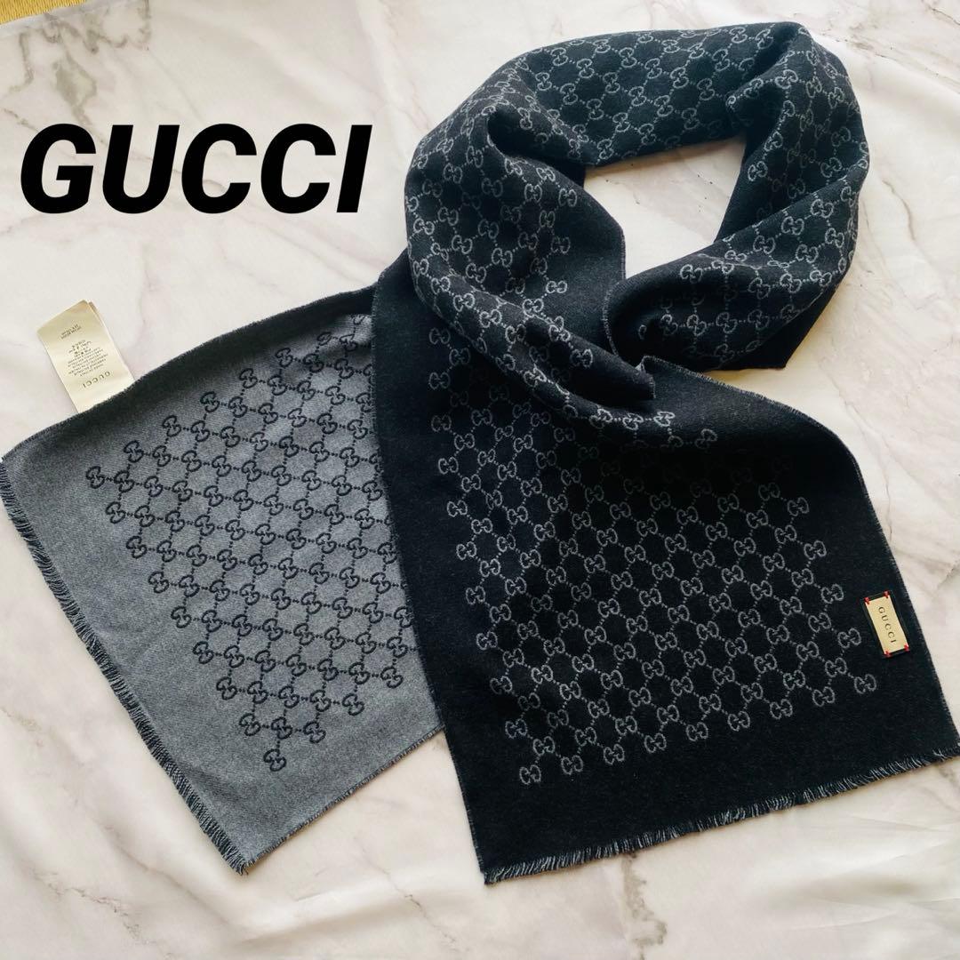 新品未使用 GUCCI グッチ GG ウールシルクリバーシブル マフラー