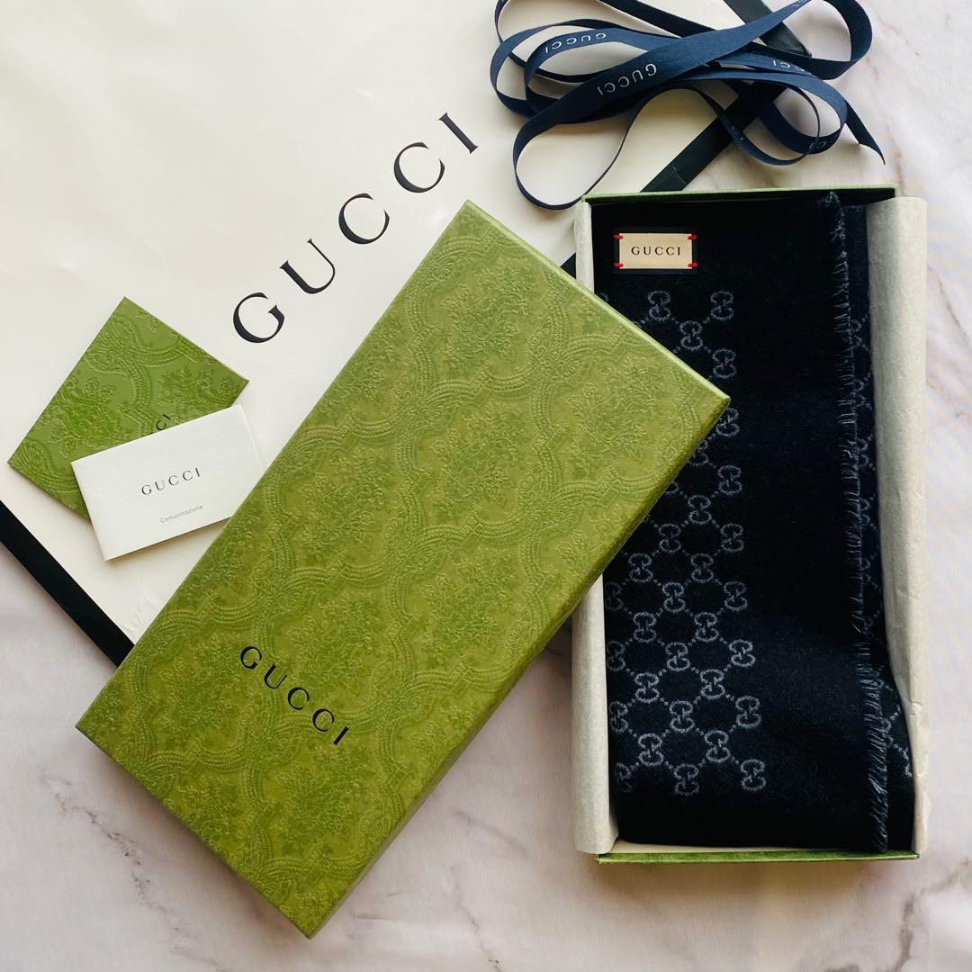 新品未使用 GUCCI グッチ GG ウールシルクリバーシブル マフラー