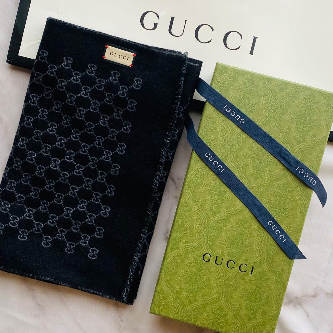 新品未使用 GUCCI グッチ GG ウールシルクリバーシブル マフラー