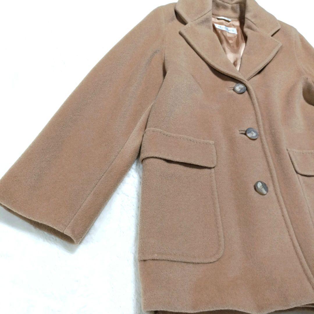 【美品】Max Mara　高級カシミヤ使用　白タグ　ウールコート　キャメル　40