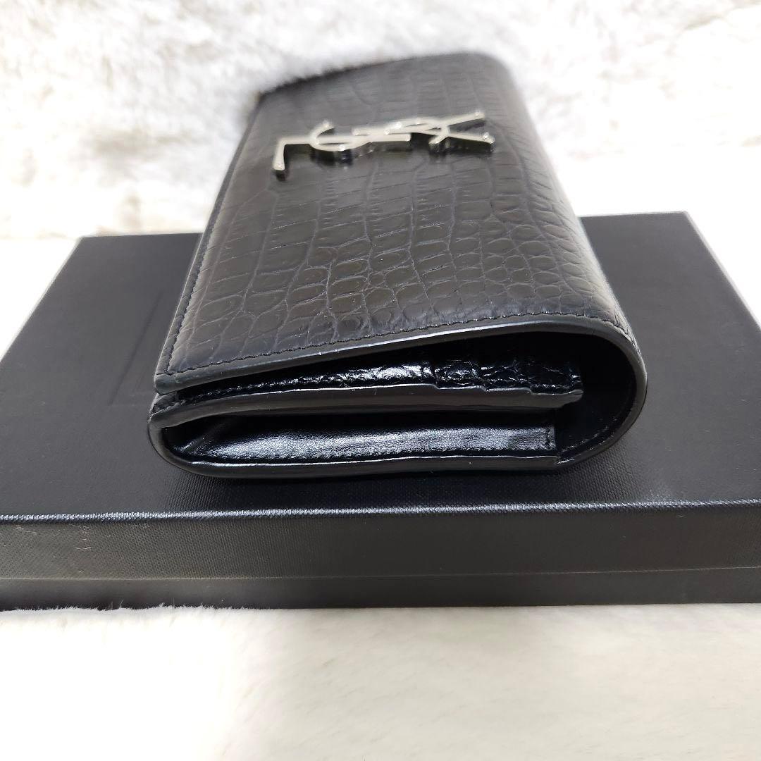 ✨極美品　付属品あり✨サンローラン　長財布　フラップ　カサンドラ　クロコ　黒