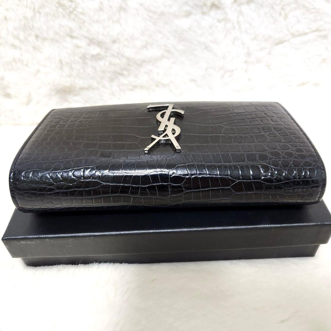 ✨極美品　付属品あり✨サンローラン　長財布　フラップ　カサンドラ　クロコ　黒