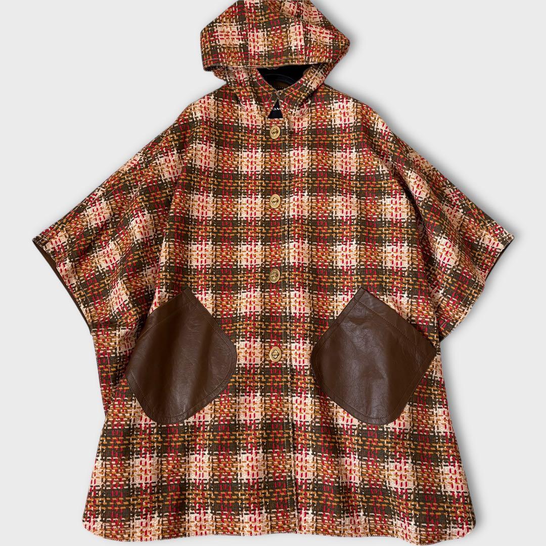 希少 COACH チェック柄 ポンチョ 22AW ランウェイモデル
