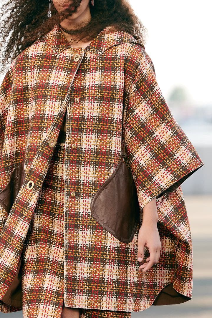 希少 COACH チェック柄 ポンチョ 22AW ランウェイモデル