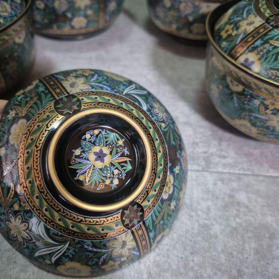 【未使用】前畑　庫山窯　金彩唐草　花更紗　蓋付き　丼ぶり　蓋付き碗