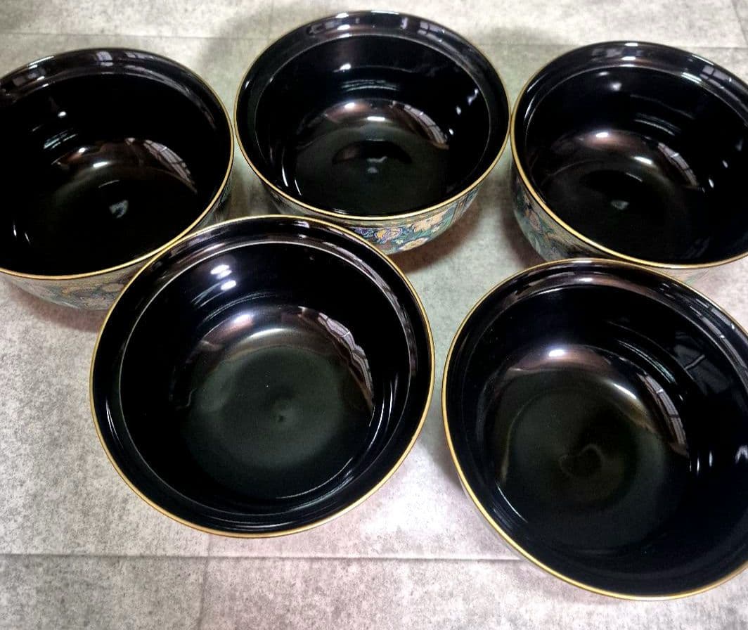 【未使用】前畑　庫山窯　金彩唐草　花更紗　蓋付き　丼ぶり　蓋付き碗