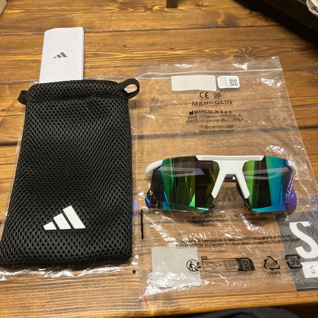 adidas MARCOLIN. スポーツサングラス ホワイト/ミラーグリーン
