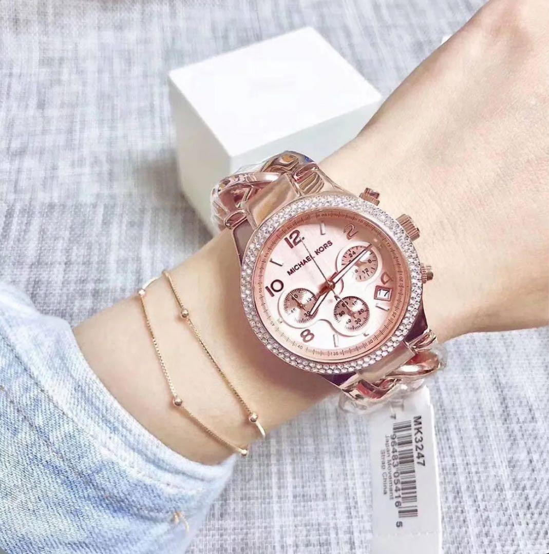 【ゆう様】マイケルコース ピンクゴールド チェーンブレスレット クロノグラフ時計