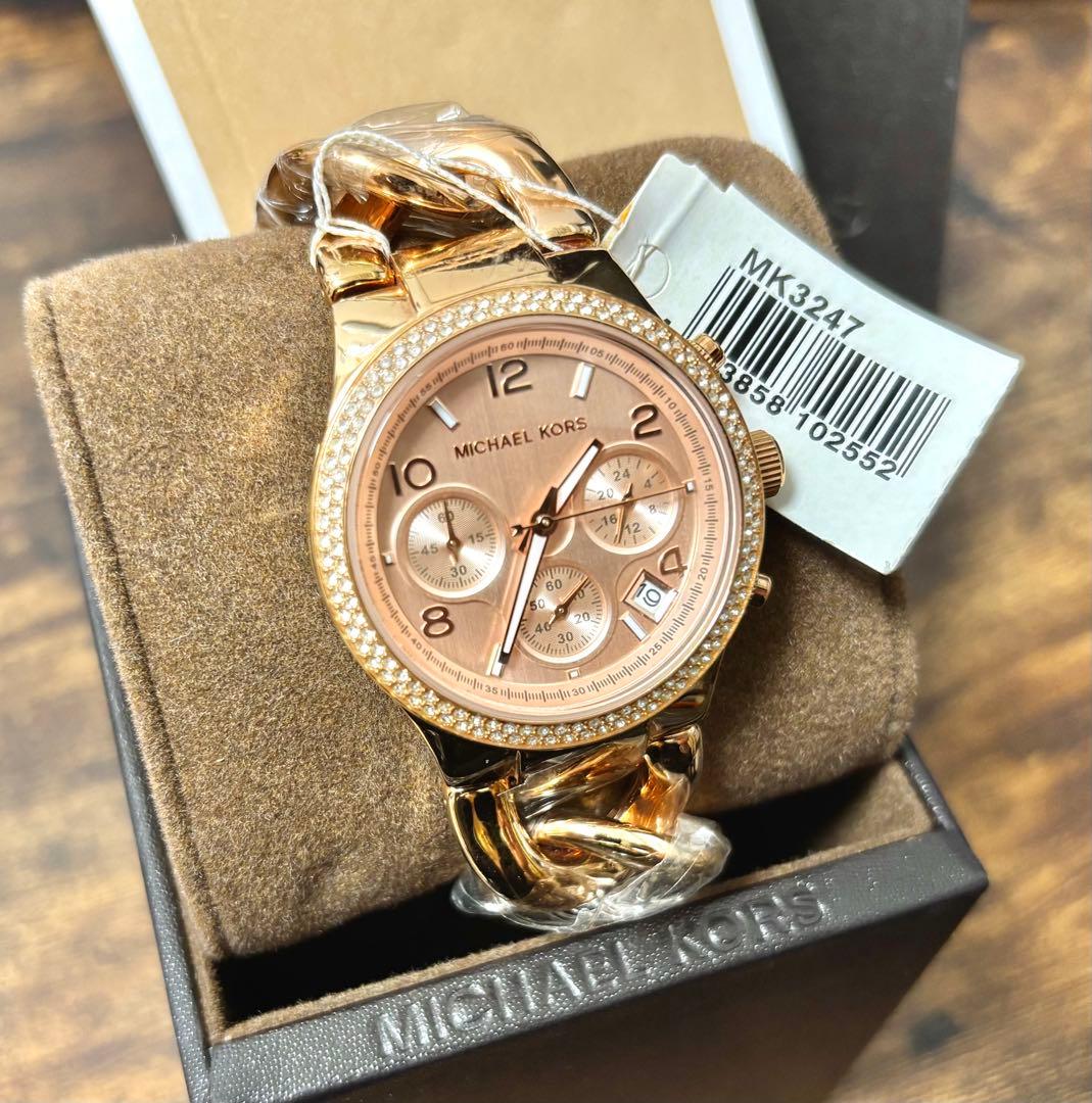 【ゆう様】マイケルコース ピンクゴールド チェーンブレスレット クロノグラフ時計