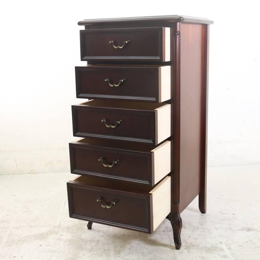 東海家具 Sri Tokai 5段チェスト 高さ90cm アンティーク調