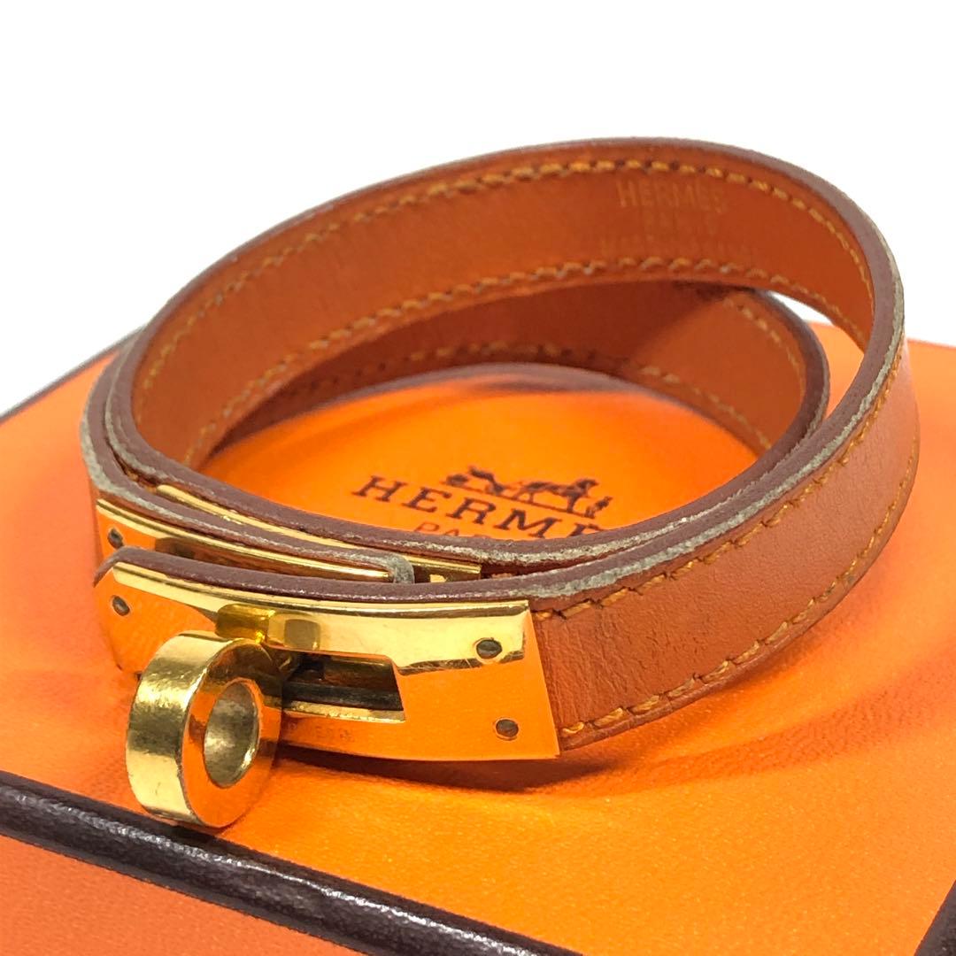 エルメス　ブレスレット　ケリー　ドゥブルトゥール　レザー×金属素材　バングル　箱