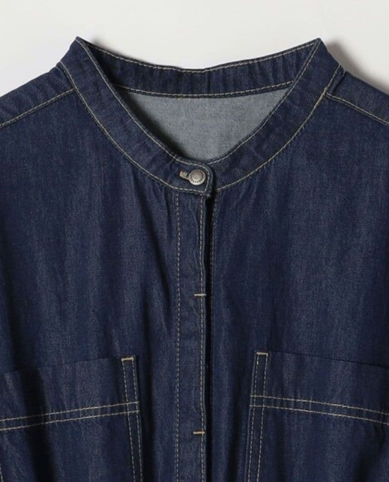 SHIPS any　シャーリング デニム ポケット ワンピース