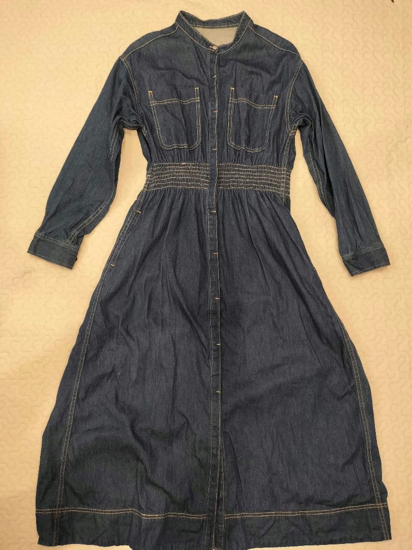 SHIPS any　シャーリング デニム ポケット ワンピース
