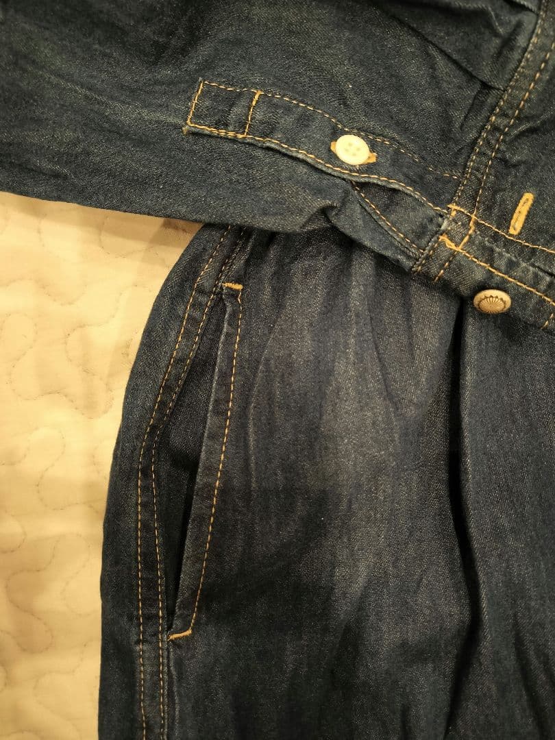 SHIPS any　シャーリング デニム ポケット ワンピース