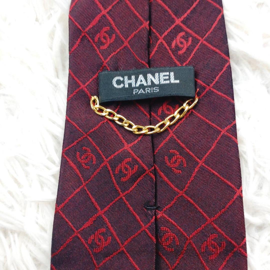 シャネル 高級シルクネクタイ 総柄（ココマーク） ブラウン