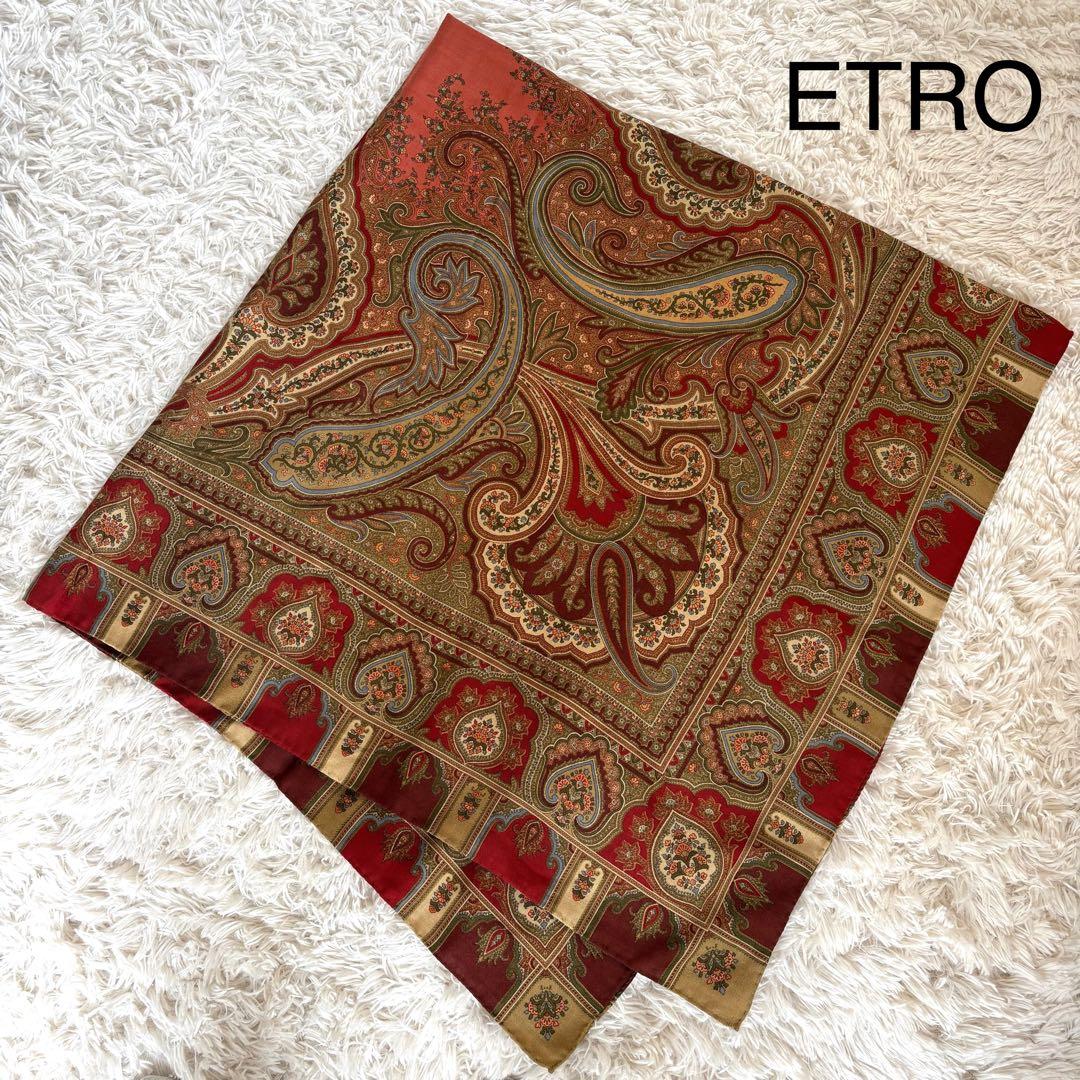 美品⭐︎ETRO エトロ⭐︎ペイズリー柄大判ストール ウール×シルク