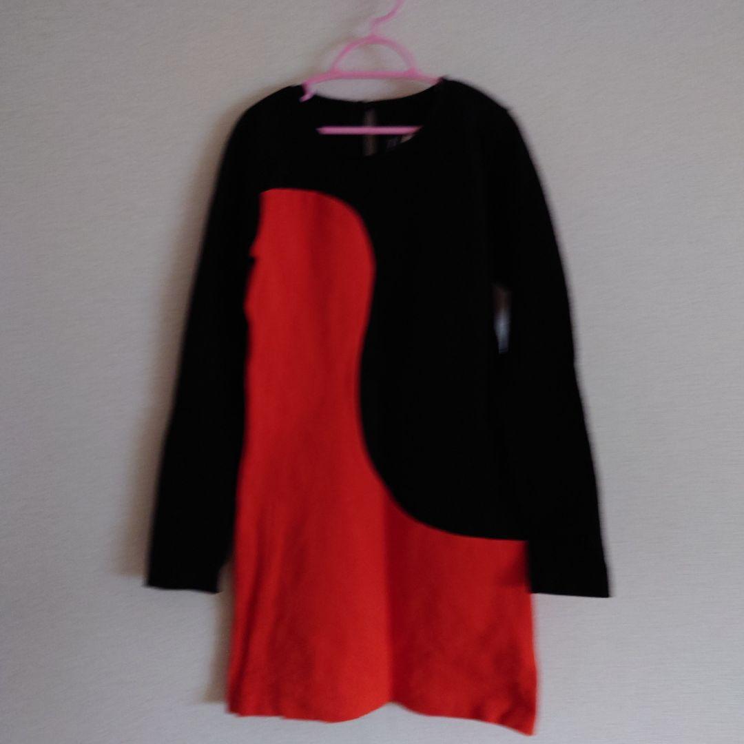 agnis b. 長袖ワンピース 12ans 黒・赤