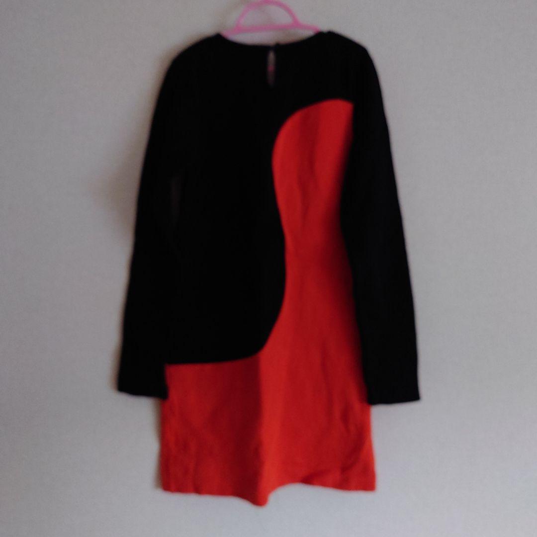 agnis b. 長袖ワンピース 12ans 黒・赤
