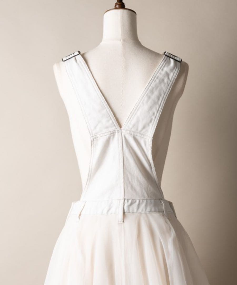 美品✨ラベルエチュード❤️ボリュームチュール×オーガンジーデニムサロペットF 黒