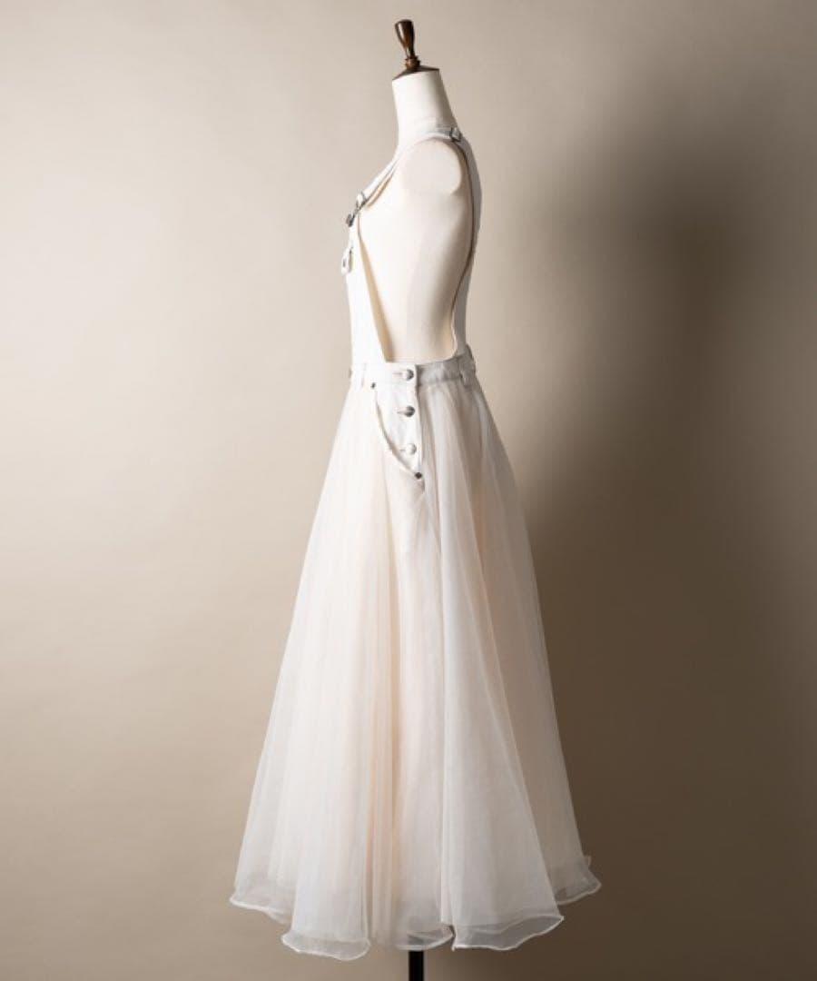 美品✨ラベルエチュード❤️ボリュームチュール×オーガンジーデニムサロペットF 黒