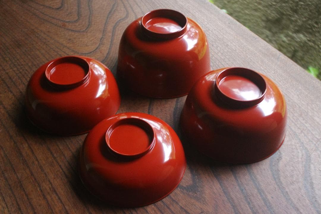 デッドストック！極上朱漆の美しい小丸椀（検輪島塗四つ椀懐石道具蒔絵椀