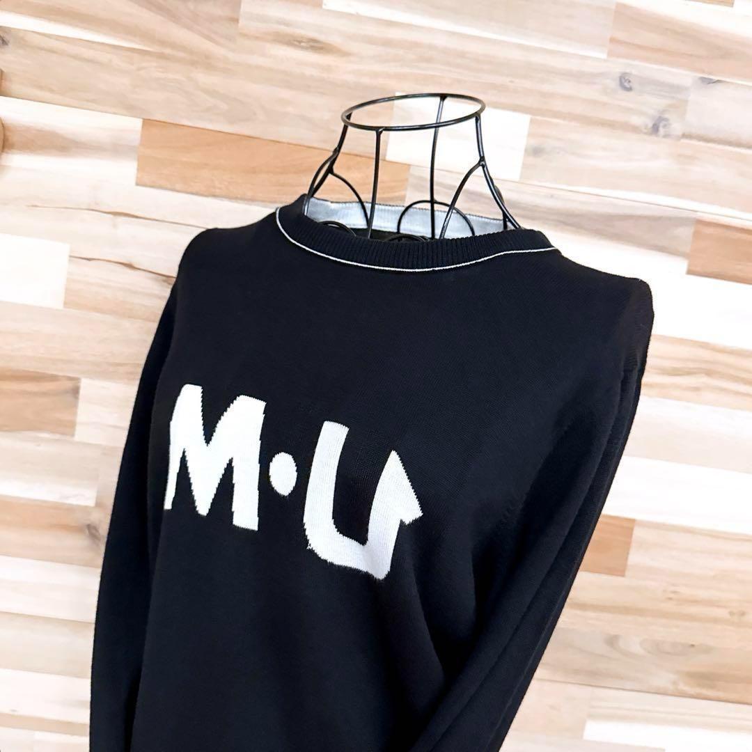 【エムユースポーツ】ゴルフ ニット セーター モノトーン M・Uロゴ 黒×白