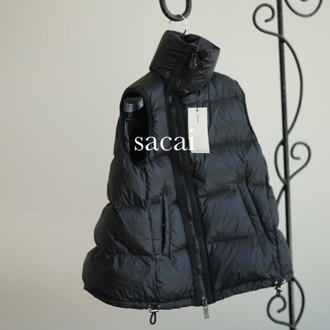 sacai ダウンベスト サカイ 定番 黒 ジップ ナイロン ジャケット
