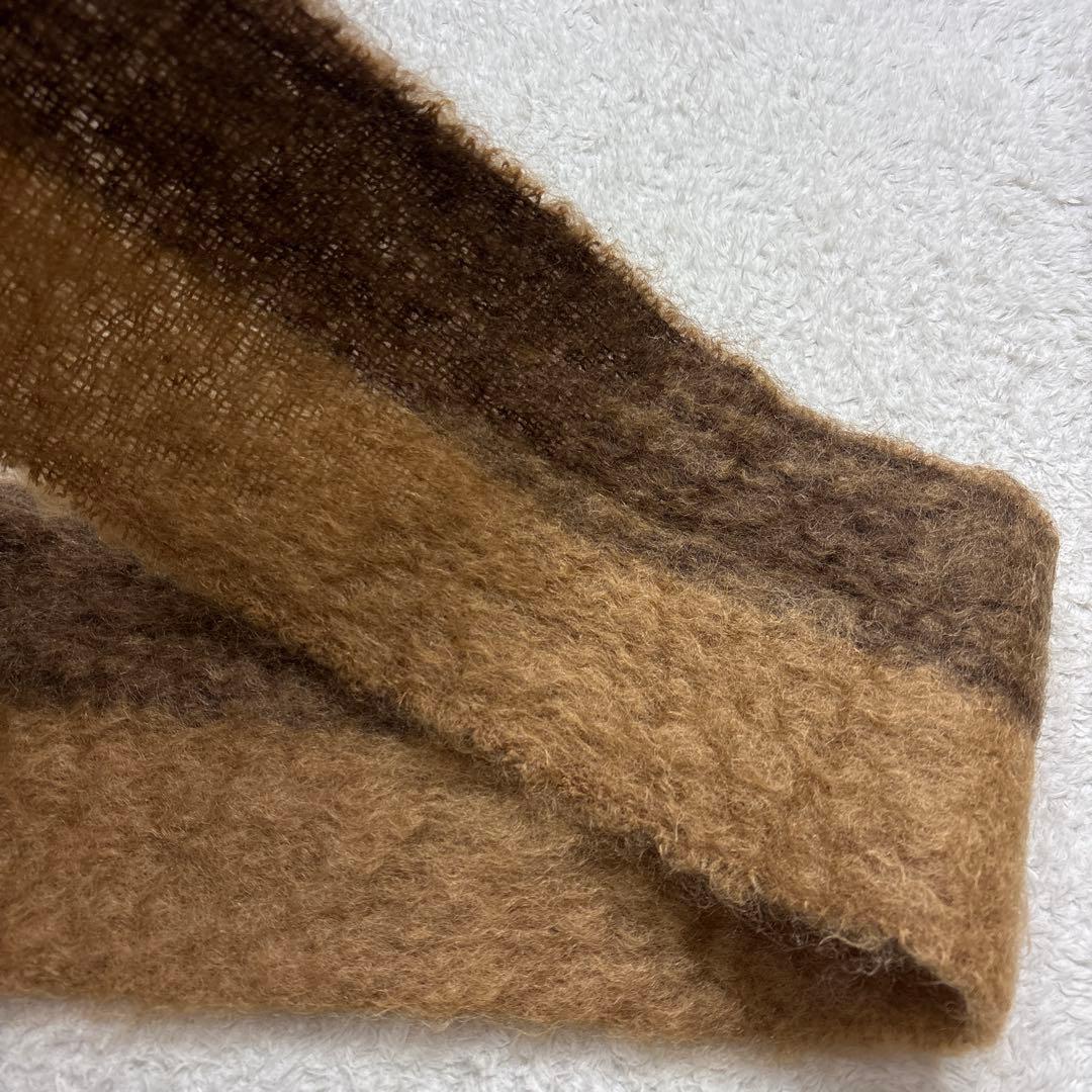 LOEWE ロエベ　アナグラム刺繍　モヘヤマフラー　ブラウン