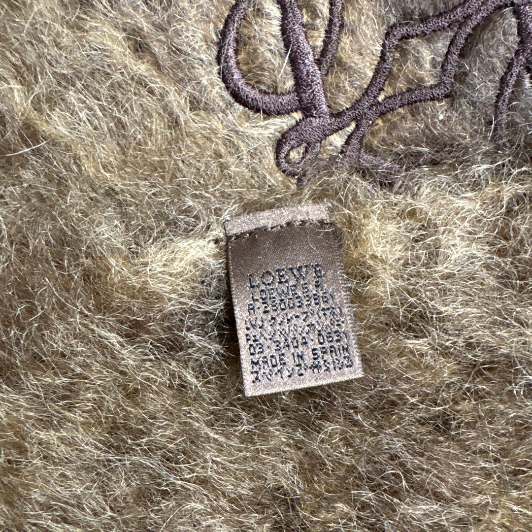 LOEWE ロエベ　アナグラム刺繍　モヘヤマフラー　ブラウン