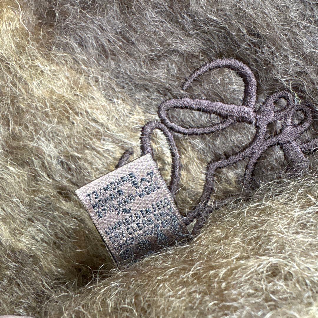 LOEWE ロエベ　アナグラム刺繍　モヘヤマフラー　ブラウン