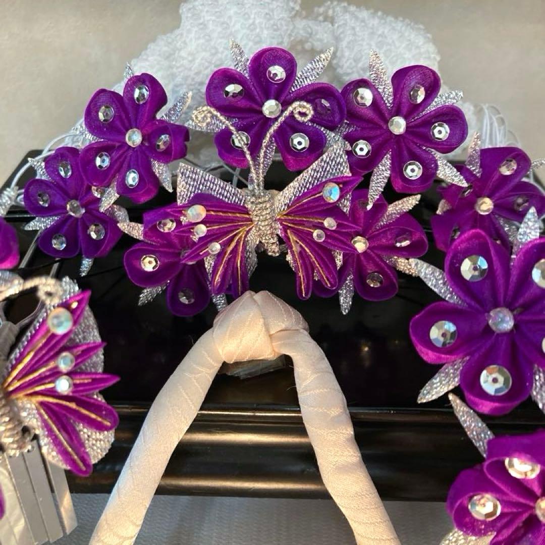 専用　七五三　紫アゲハの隠れ宿　希少　勝山簪　選べる玉簪　Uピン水引簪　後押し