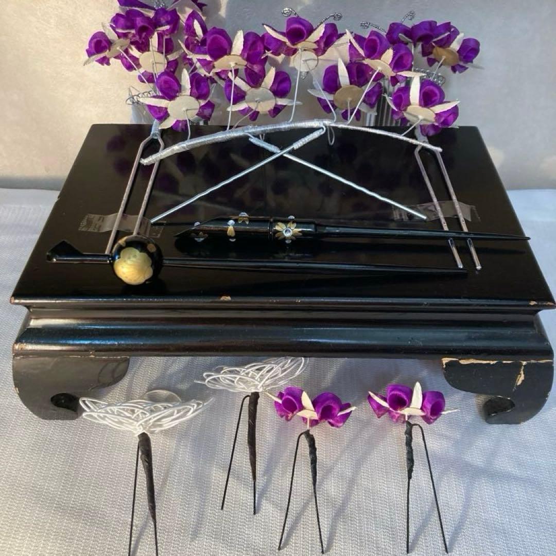 専用　七五三　紫アゲハの隠れ宿　希少　勝山簪　選べる玉簪　Uピン水引簪　後押し