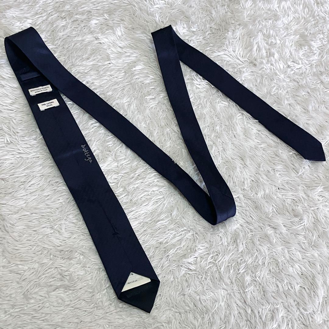未使用級 BOTTEGA VENETA ネクタイ ナロータイ ネイビー