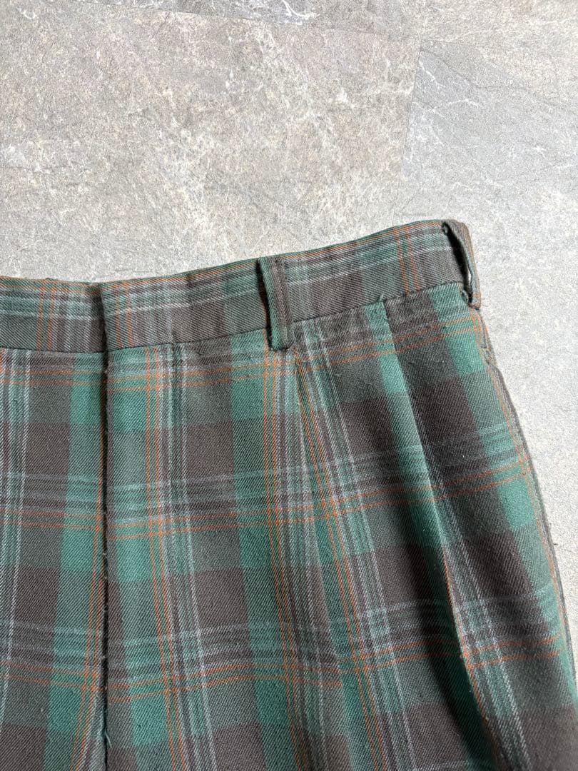 パンツ 90s Vintage 2tuck wool check wide slacks